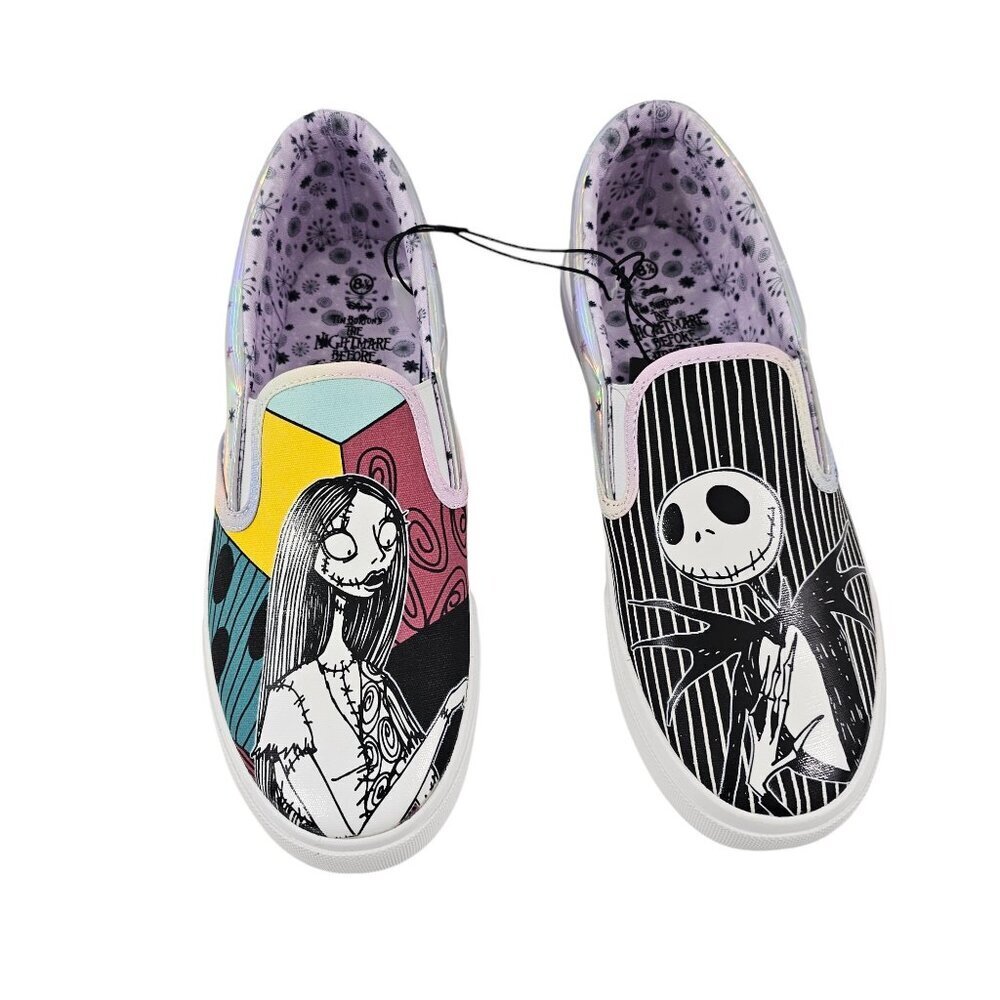 Disney The Nightmare Before Christmas Jack and Sally Slip-on Sneakers NWT - Picture 11 of 16